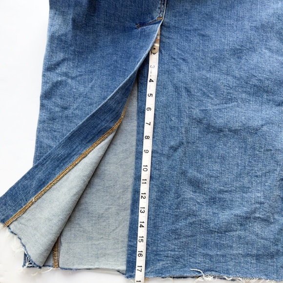 ZARA Denim Maxi Skirt Blue with Slit, Raw Edge Hem in Back in Size Medium - Picture 7 of 12